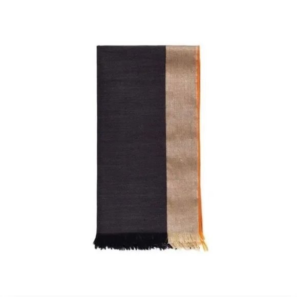 India Hicks Queen's Highway Scarf/Wrap - Graphite/Gold/Orange - Picture 3 of 6